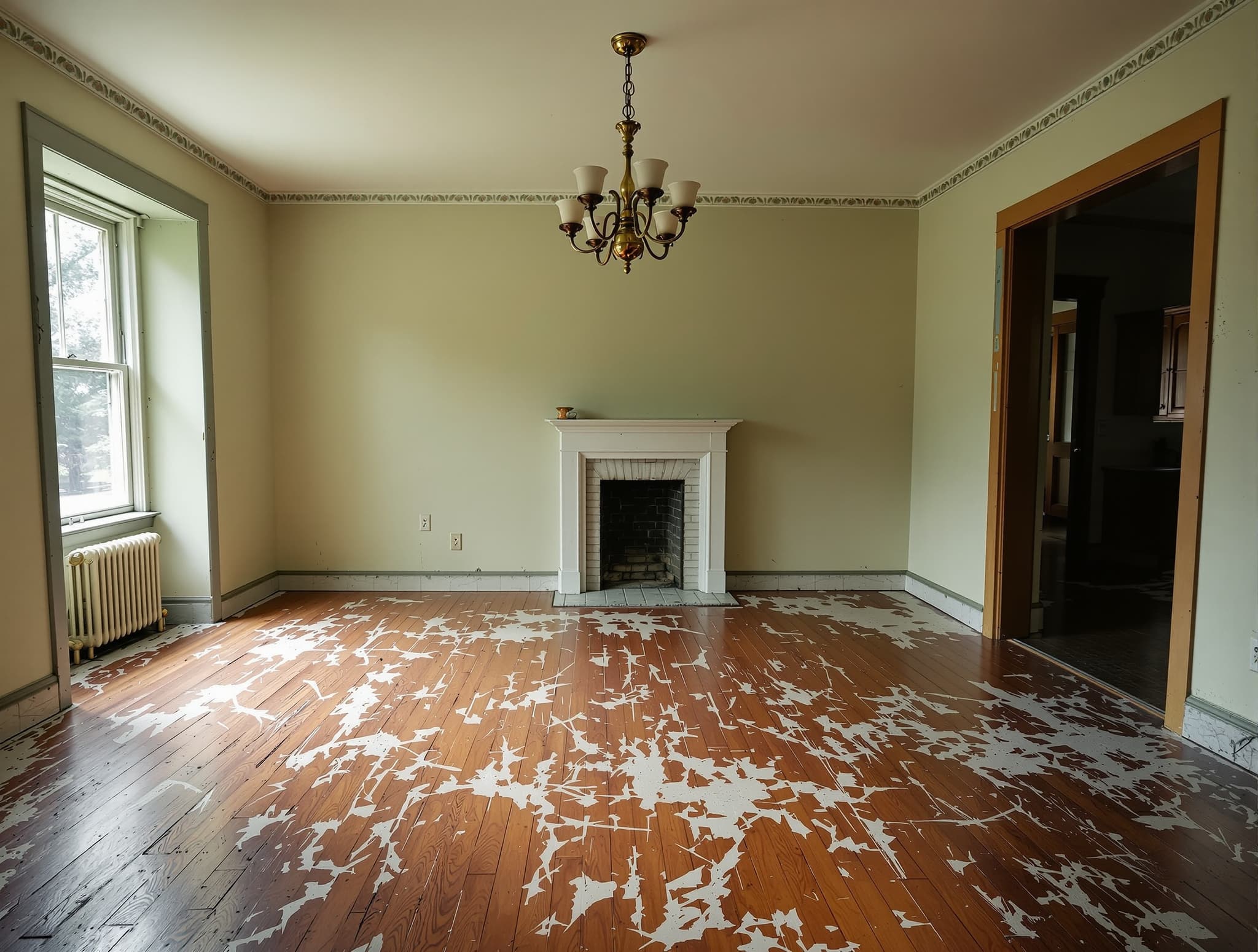 Faded original red oak hardwood floor