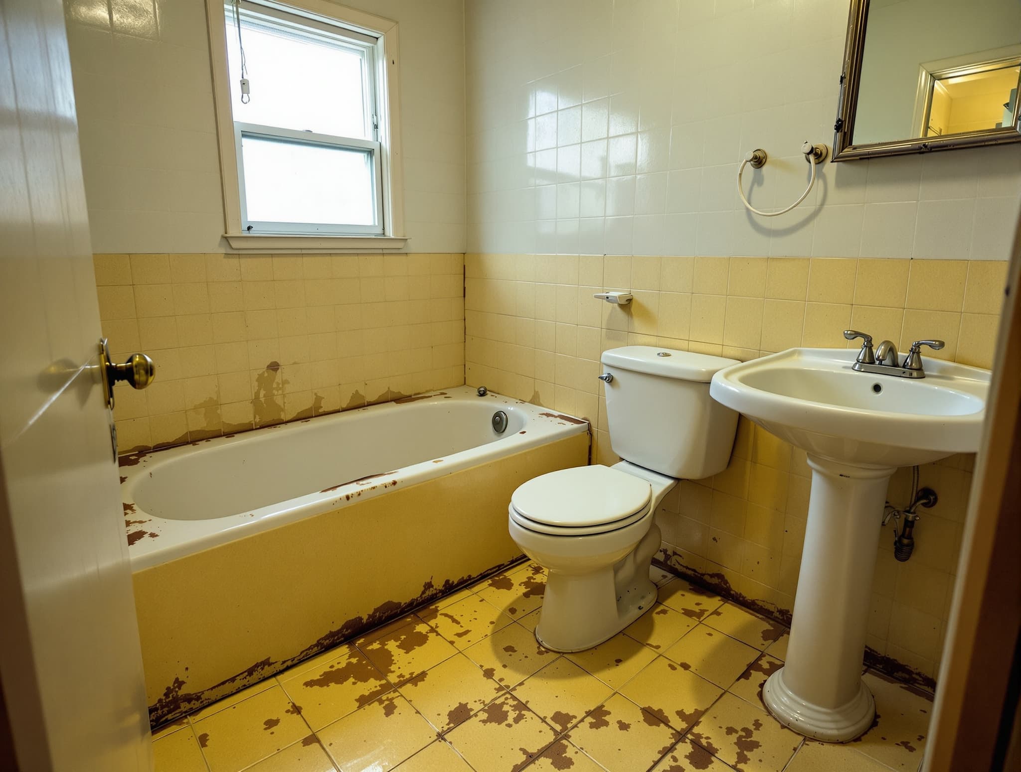 Before Hex Porcelain Primary Bath in Northport